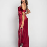 Vestido De Cetim Glamour Abertura Lateral