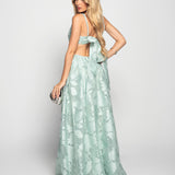 Vestido Longo Glamour Jacquard Com Pregas