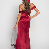 Vestido De Cetim Glamour Abertura Lateral