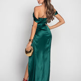 Vestido De Cetim Glamour Abertura Lateral