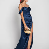 Vestido De Cetim Glamour Abertura Lateral