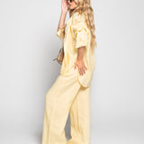 Twinset Ti.Amo 100% Linho Camisa + Calça Atilho Franjas