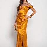 Vestido De Cetim Glamour Abertura Lateral