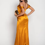 Vestido De Cetim Glamour Abertura Lateral