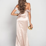 Vestido De Cetim Glamour Abertura Lateral
