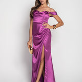 Vestido De Cetim Glamour Abertura Lateral