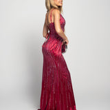 Vestido Longo Glamour Strass Bidimensional Com Abertura Lateral