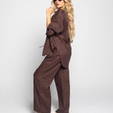Twinset Ti.Amo 100% Linho Camisa + Calça Atilho Franjas