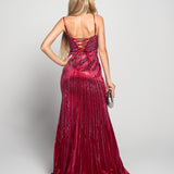 Vestido Longo Glamour Strass Bidimensional Com Abertura Lateral