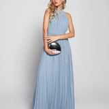Vestido Halter Glamour Plissado