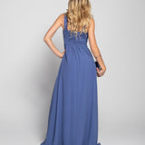 Vestido Longo Decote Plissado