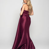 Vestido Glamour Decote Drapeado Em Leque Abertura Lateral