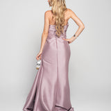 Vestido Glamour Decote Drapeado Em Leque Abertura Lateral