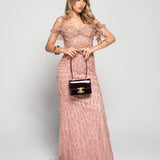 Vestido Longo Glamour Missangas E Jóias