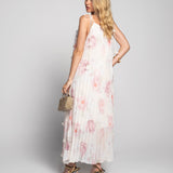 Vestido Ti.Amo Longo Estampado Com Detalhes Em Flores E Alças Finas