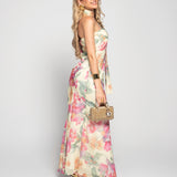 Vestido Estampado Floral Com Lenço Multi Funções