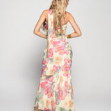 Vestido Estampado Floral Com Lenço Multi Funções
