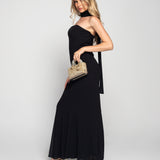 Vestido Longo Off Shoulder Com Fita