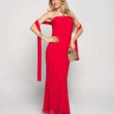 Vestido Longo Off Shoulder Com Fita