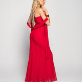 Vestido Longo Off Shoulder Com Fita