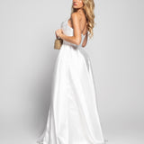 Vestido Longo Glamour Decote Drapeado