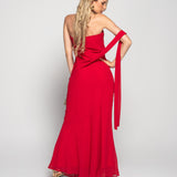 Vestido Longo Off Shoulder Com Fita