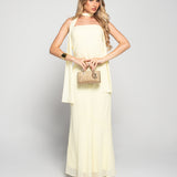 Vestido Longo Off Shoulder Com Fita