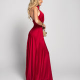 Vestido Longo Glamour Halter Drapeado Recorte No Decote