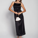 Glamour Satin Dress with Side Draping
