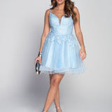 Vestido Curto Glamour Flores Bordadas Strass