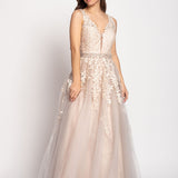 Vestido De Tule Glamour Bordado Faixa Esmeraldas
