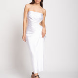 Satin Effect Draped Cut Out Side Dress