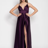 Glamour Satin Effect Side Slit Dress