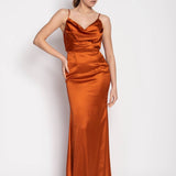 Glamour Satin Effect Dress with Open Back