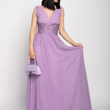 Robe plissée en guipure glamour