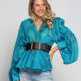 Blusa Ti.Amo Com Ajuste No Decote Mangas Bufantes