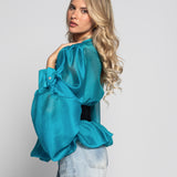 Blusa Ti.Amo Com Ajuste No Decote Mangas Bufantes