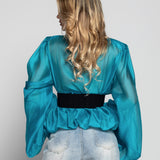 Blusa Ti.Amo Com Ajuste No Decote Mangas Bufantes