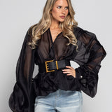 Blusa Ti.Amo Com Ajuste No Decote Mangas Bufantes
