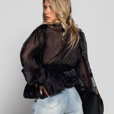 Blusa Ti.Amo Com Ajuste No Decote Mangas Bufantes