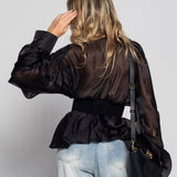 Blusa Ti.Amo Com Ajuste No Decote Mangas Bufantes