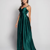 Long Dress with Ruffle Effect and Side Opening