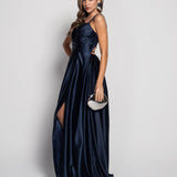 Long Dress with Ruffle Effect and Side Opening