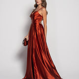 Long Dress with Ruffle Effect and Side Opening