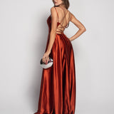 Long Dress with Ruffle Effect and Side Opening