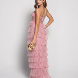 Glamour Long Dress with Tulle Bands