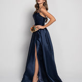 Vestido Longo Glamour Decote Drapeado