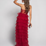 Glamour Long Dress with Tulle Bands