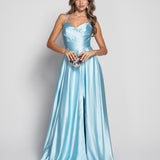 Long Dress with Ruffle Effect and Side Opening