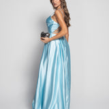 Long Dress with Ruffle Effect and Side Opening